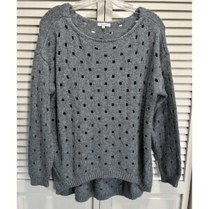 Maurices Open Knit Sweater Gray Size Large‎ Long Sleeve Boat Neck High/Low